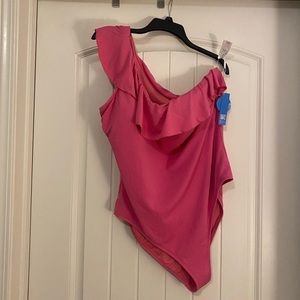 Cupshe Brand Hot Pink One-Shoulder Ruffle Bathing Suit Size 3X NWT